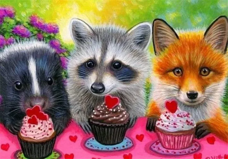 

2019 new arrive 5D DIY Diamond Embroidery 3 foxes diamond painting Round diy diamond painting cross stitch Christmas for Gift