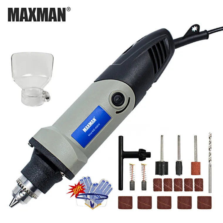 Электрический мини-шлифовальный станок MAXMAN 220 В/110 в инструмент Dremel 0,6~ 6,5 мм патрон с переменной скоростью вращающийся инструмент DIY Многофункциональные электроинструменты - Цвет: set1