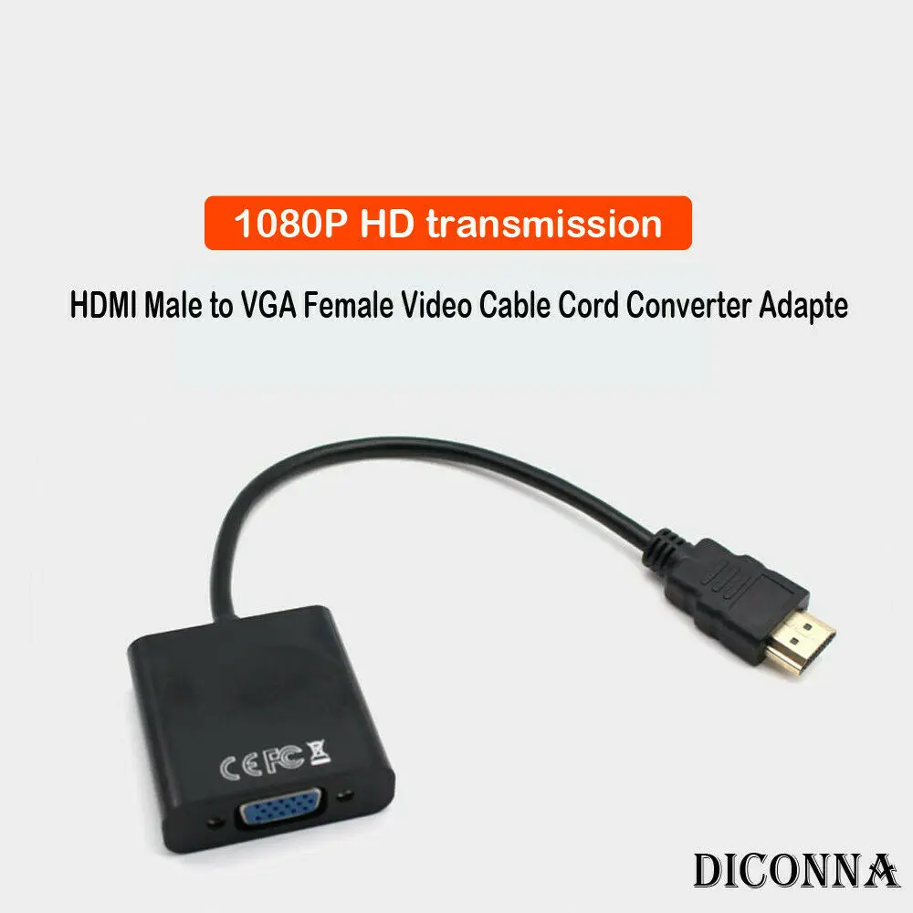 

For TV Monitor HDMI Male to VGA Female Cable Cord Converter Adapter 1080P UK