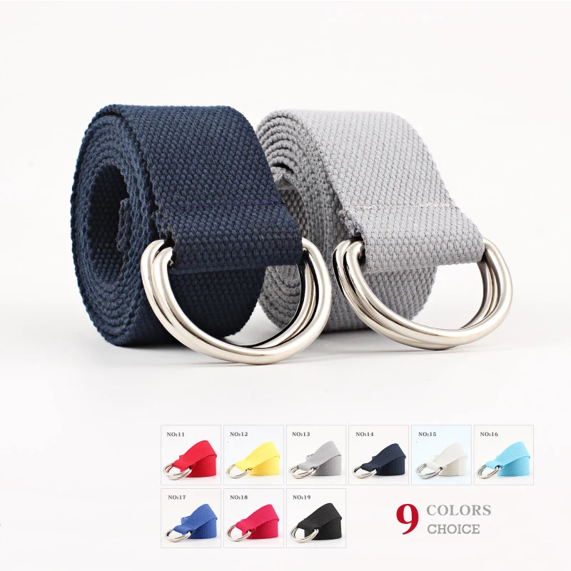 

Teens Children Neutral Canvas Belt Double Buckle Student Belt Teenager Western Cowboy Belt Boys Girls Jeans accessories