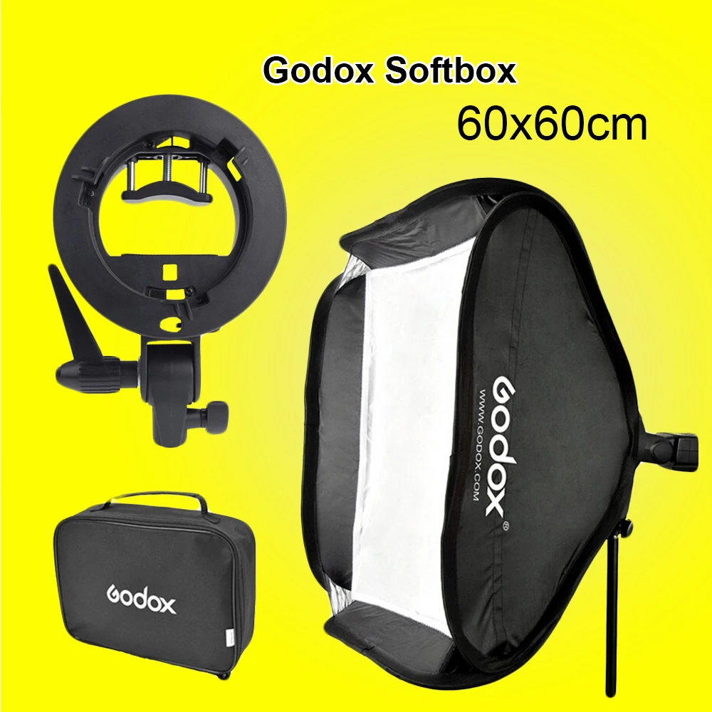 

Godox Ajustable Flash Softbox 60cm * 60cm + S type Bracket Mount Kit for Flash Speedlite Studio Shooting