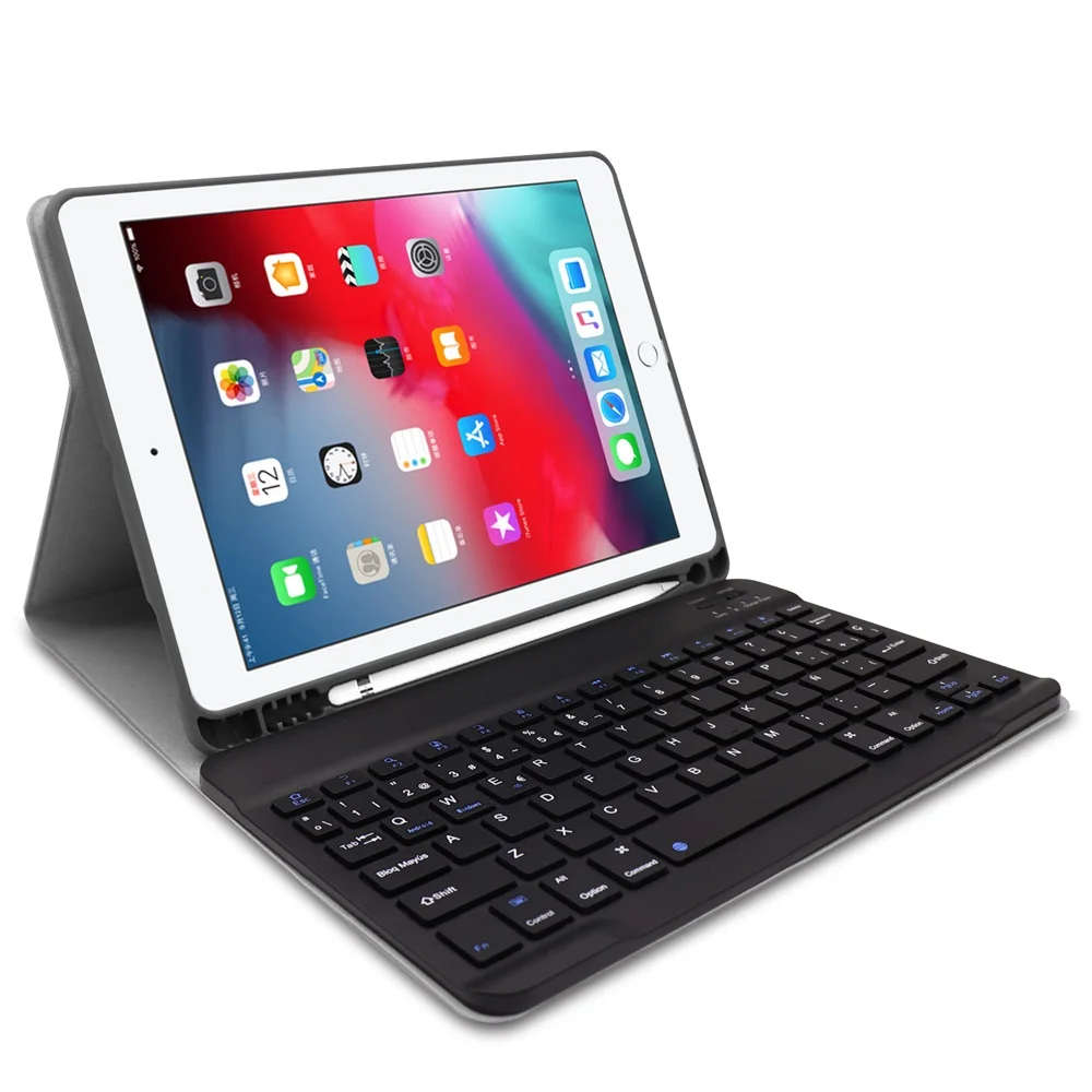 Spanish keyboard For iPad 7th 10.2 Case Bluetooth Keyboard W Pencil holder Smart Leather Cover For iPad 7th 10.2 Case