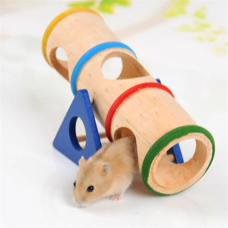 Home Accessories Hamster Product Rainbow Upturned barrel Hamster Toy font b Pet b font Supplies Wooden