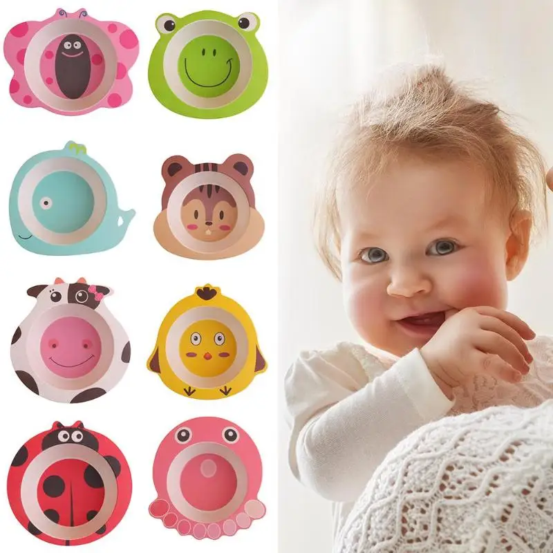 Baby Bamboo Fiber Bowls Cute Cartoon Animal Dishes Baby Feeding Tableware Children Infant Toddler Kids Natural Portable Plates Baby Bamboo Fiber Bowls Cute Cartoon Animal Dishes Baby Feeding Tableware Children Infant Toddler Kids Natural Portable Plates