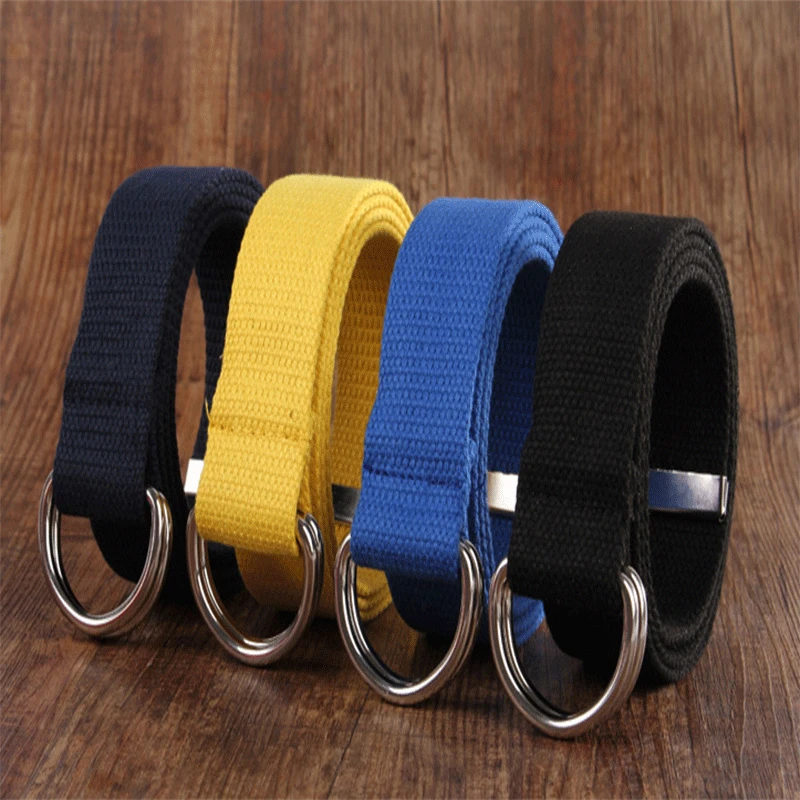 Wholesale Fashion D Shape Buckle Belts Men Canvas Belt Unisex Adults