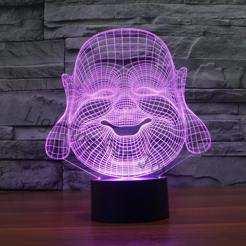 Новый дизайн лампа Будды ночник декоративная статуя 3D свет ребенок визуальный