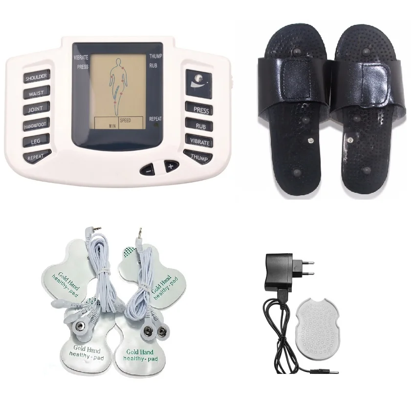 Electroestimulador Muscular for Body Relax Muscle Massager Pulse Tens Acupuncture Therapy Slipper+4 Electrode Pads+Retailbox