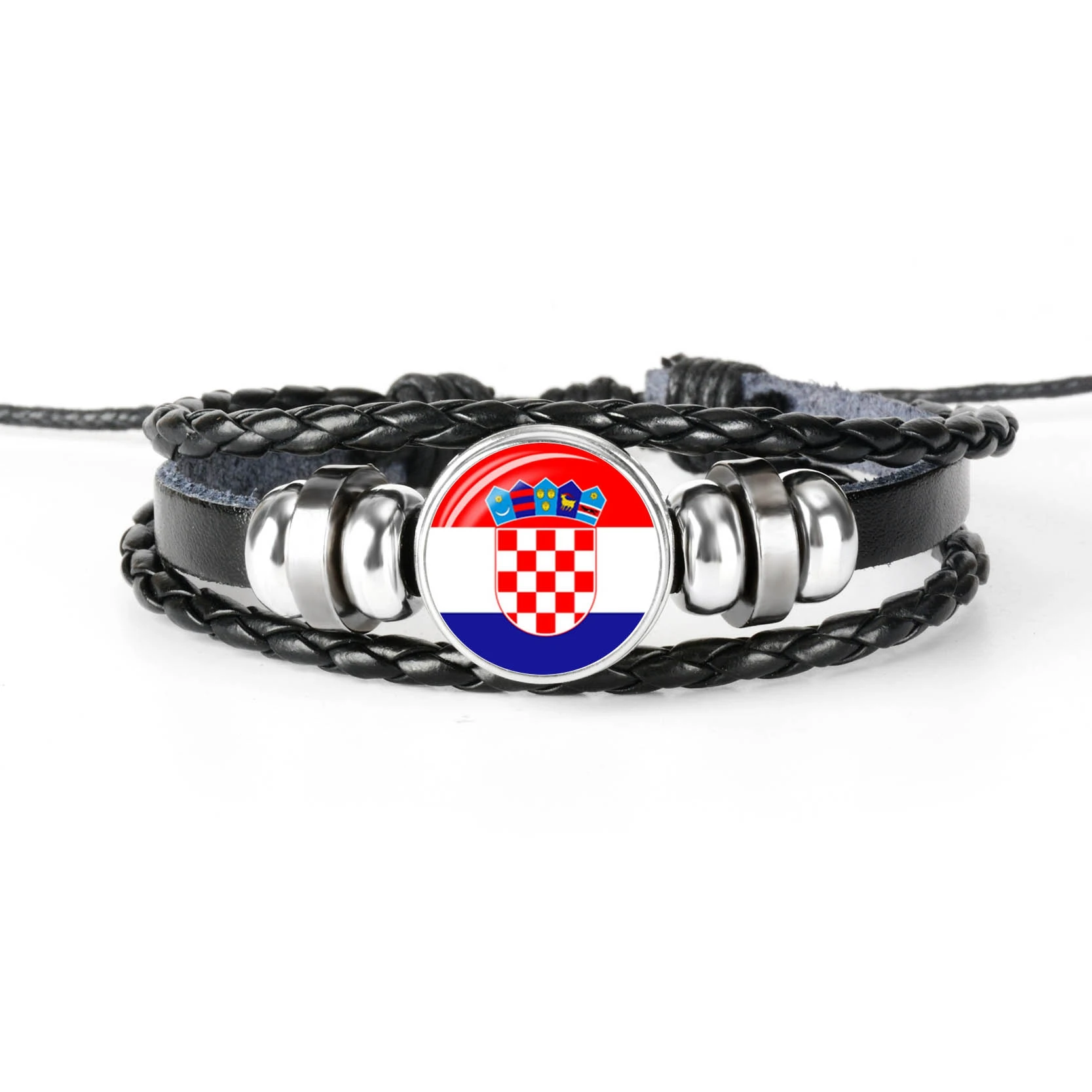 CROATIA Италия, Греция, Албания, Андорра, Болгария, Сан-Марино, Южная Европа, Национальный флаг, стеклянный кабошон, кожаный браслет для мужчин и женщин - Окраска металла: CROATIA