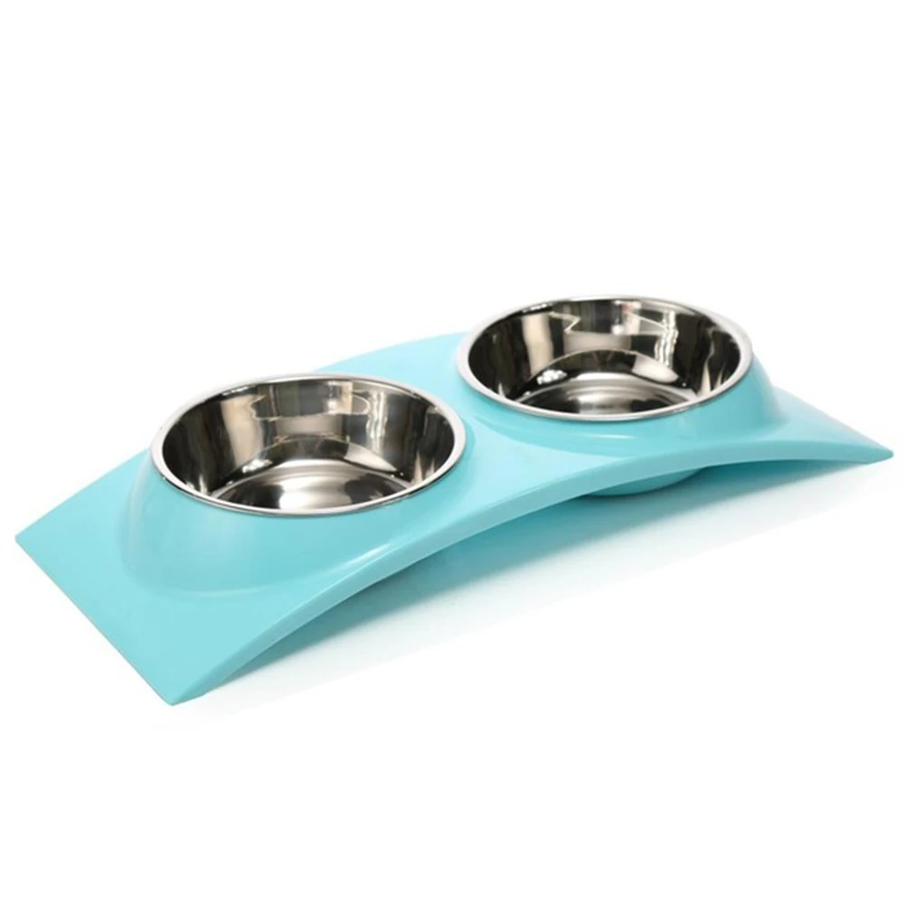 

Splash Proof Double Pet Bowl Stainless Steel dog food bowl Feeding Feeder