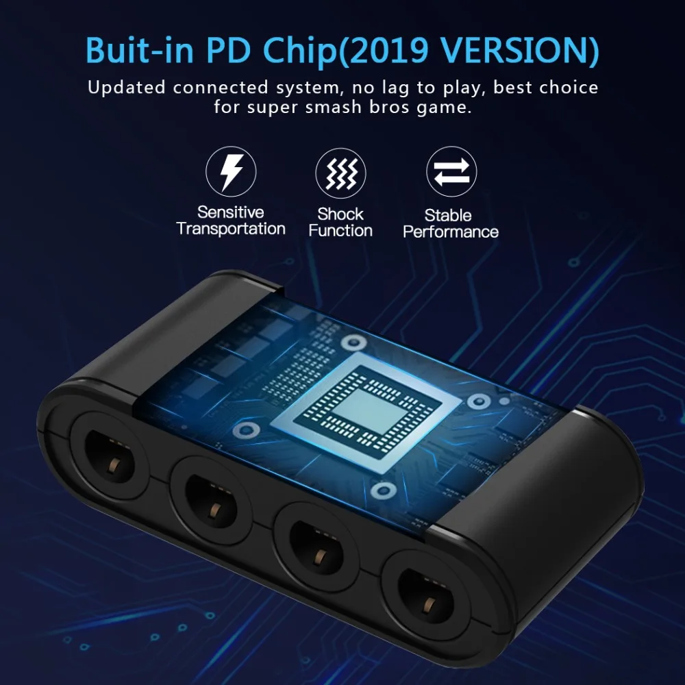 Новый адаптер контроллера 3 в 1 GC для N Switch/WiiU/PC 4 порта игрового кубического
