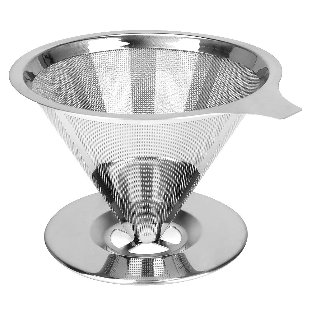 

Stainless Steel Cone Coffee Filter Dripper Double Layer Mesh Coffee Tea Cone Filter Holder Infuse Reusable Kitchen Coffeeware