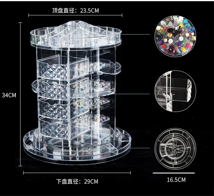 Ящик Организатор вращающийся Макияж Организатор Косметические Инструменты коробка для хранения прозрачный акриловый Desktop Губная помада