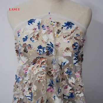 

LASUI New product Exquisite applique embroidery lace fabric multicolor flowers decoration DIY X0301
