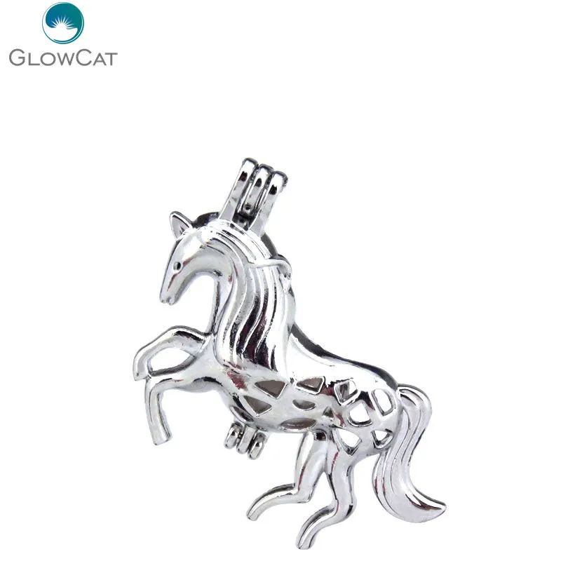 K179 5X/lot Unicorn Oysters Pearl Stone Animal Cage Pendant Fairytale Party Essential Oil Diffuser Locket Charm | Украшения и