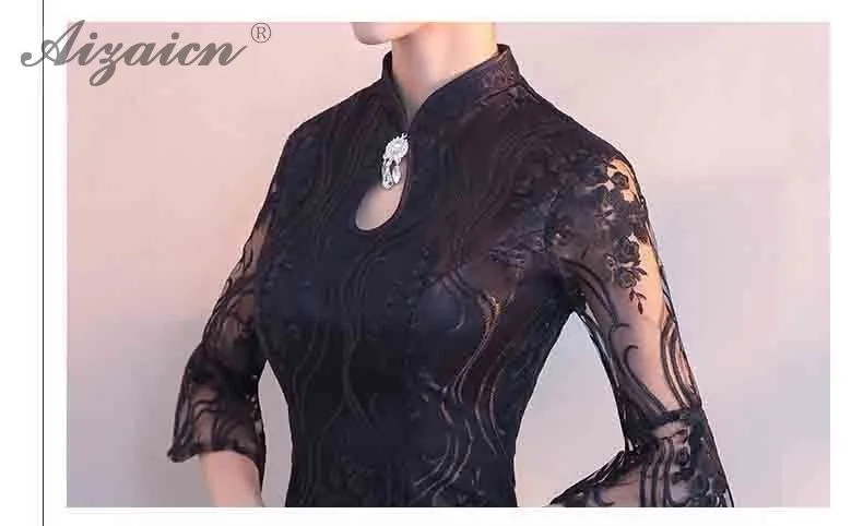 Модные черные пикантные Cheongsam платья для женщин Oriental стиль Короткие Qi Pao для Китайская традиционная костюмы Chinoise водо