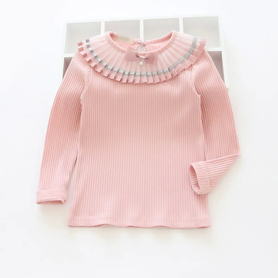 

Famli Baby Kids T Shirt for Girls Spring Fall Fashion Solid Long Sleeve Girls Sweatshirt Children T-shirt 2-7 Years