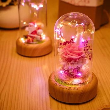 LED Night lamp decorate dream bluetooth voice Speaker Christmas Ever-fresh flower creative music box rechargable desk light gift dream box