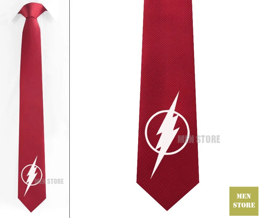 

Super Hero The Flash Symbol Men Jacquard Woven Skinny Narrow 2.3" Necktie 6 cm Neckwear Wedding Party Groom Tie Cufflink LK008M