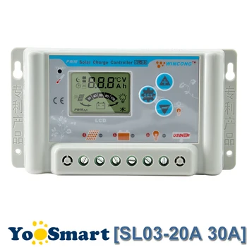 

PowMr 20A 30A PWM Solar Charge Controller 12V 24V Auto For Lithium Battery Lead Acid Battery with LCD Display USB Output