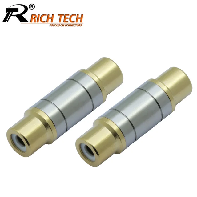 2pcs/lot Dual RCA Connectors High Quality RCA Female to Female Jack Socket Straight Adapter Gold Plated Speaker Audio Connector