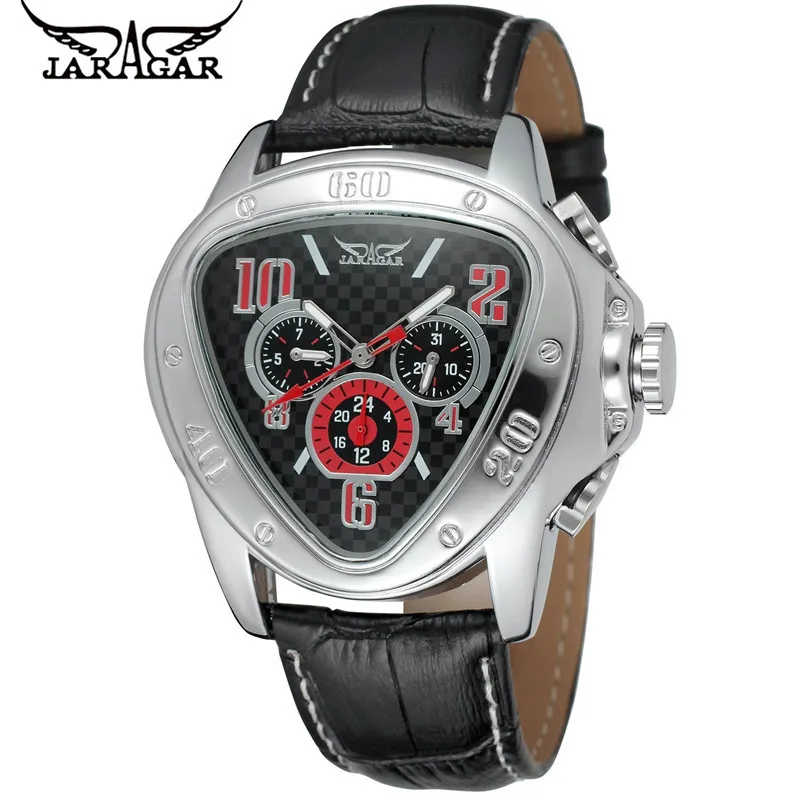 

2017 JARAGAR Luxury Erkek Kol Saati Triangle Week/Date/24Hours Auto Mechanical Watches Wristwatch Free Ship