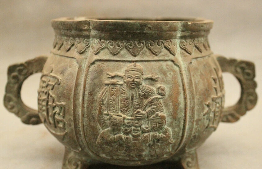 

S3719 Folk Tibet Bronze Kid Child Mammon Money God Statue Jar Incense Burner Censer D0317