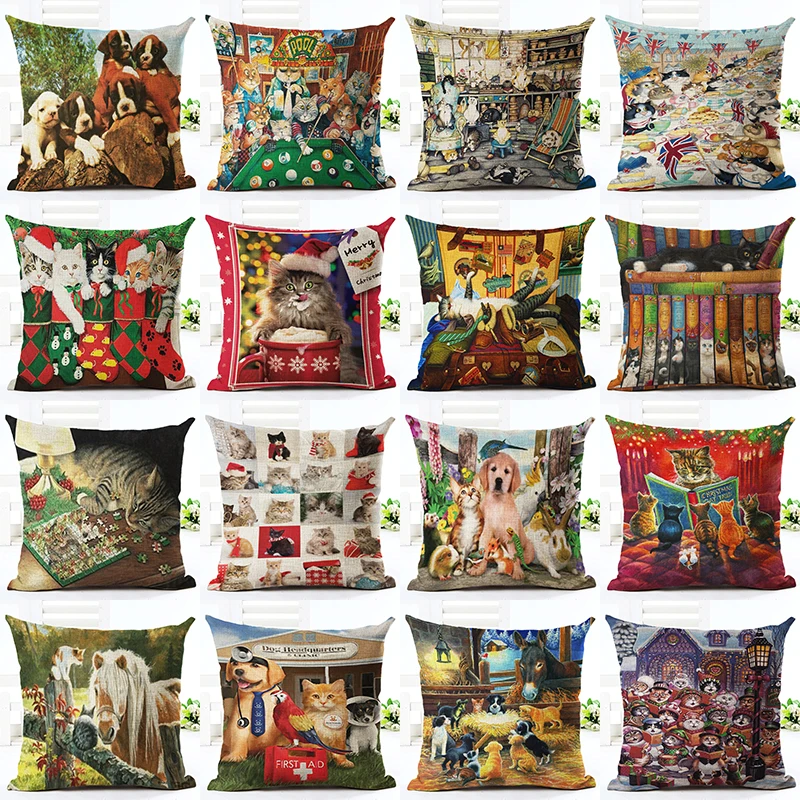 

2016 Western Style Cute Animal Pillow Almofadas Linen Pillow Decorative Linen Cushion Without Filling
