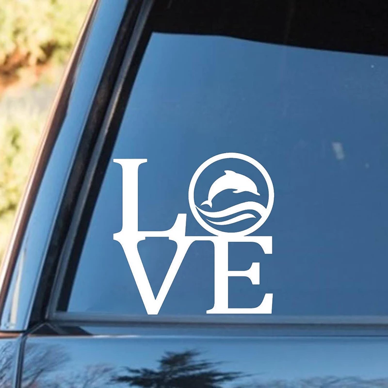 Dolphin Love Decal Sticker For Car Truck Van Wall Boat Sailing Boating Rear Window Car Sticker