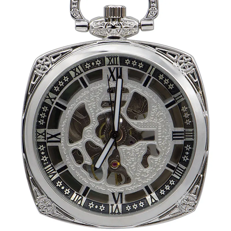 

Antique Luxury Brand Steampunk Skeleton Open Face Mechanical Pocket Watch Men Necklace Pocket & Fob Watches Chain Male Clock