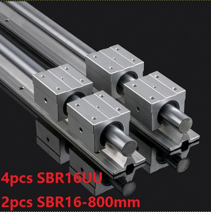 

2pcs SBR16 16mm -L 800mm support rail linear guide + 4pcs SBR16UU linear blocks beairng for CNC router linear guide