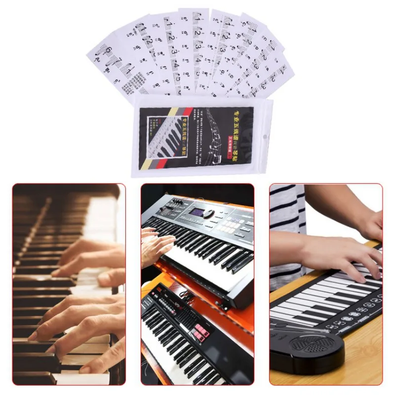 

Transparent Piano Keyboard Sticker 61/88 Key Universal Electronic Keyboard Piano Sticker Piano Stave Note Sticker For White Keys
