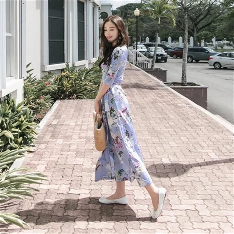 Пляжное платье с запахом для отпуска повседневное Приморское Платье на шнуровке