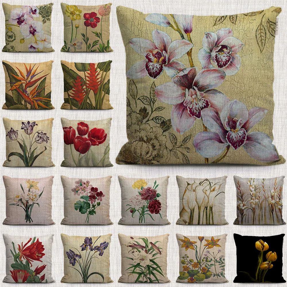 Plantas tropicales y flores de color panttern cojines 