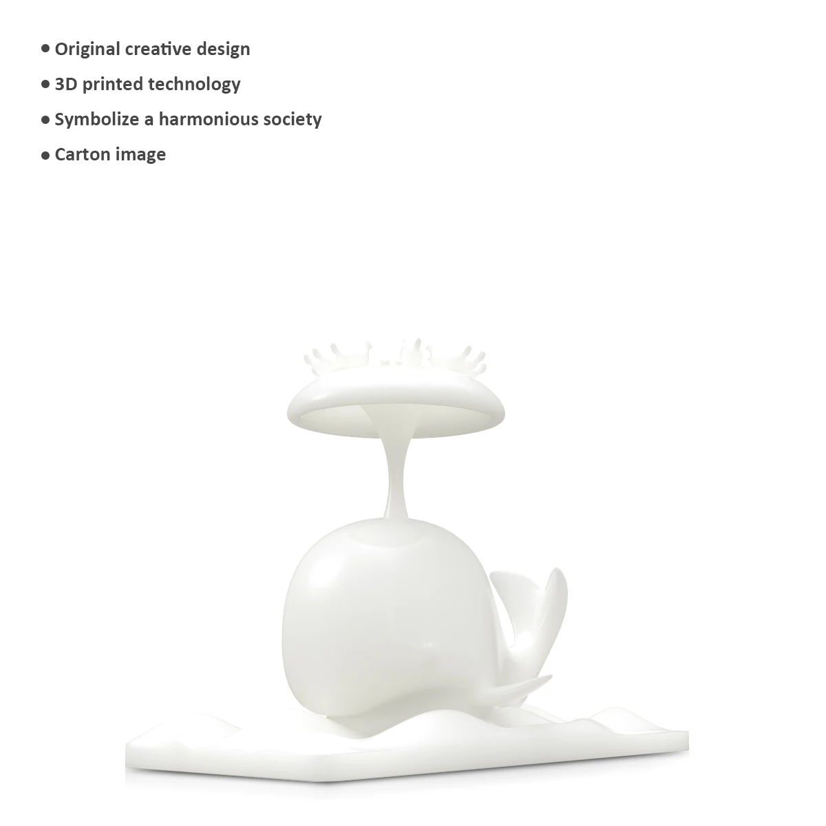 

TOOARTS Whale with Bird 3D Printed Sculpture Animal Figurine Ocean Sea Nautical Table Decor Wildlife Artwork Living Room Decor