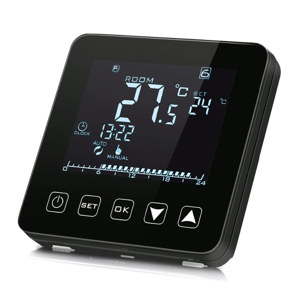 Black\White Electric Heating Thermostats LCD Display Thermostat Temperature Controller Heating
