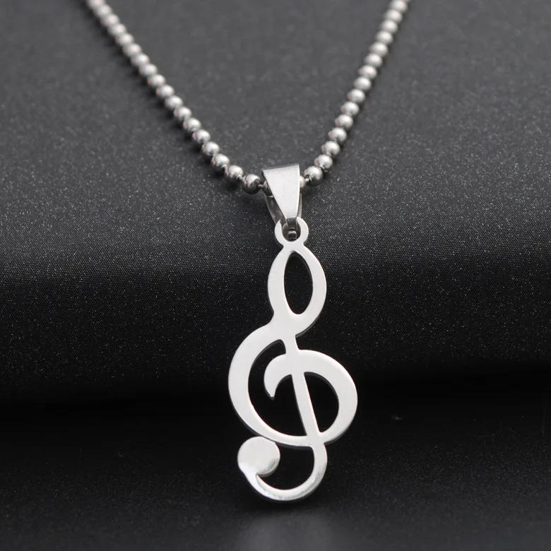 Necklace for Men Fashion Stainless steel music note pendant necklace Popular Lovely mucic sign Sweater long chain jewelry gift for woman men