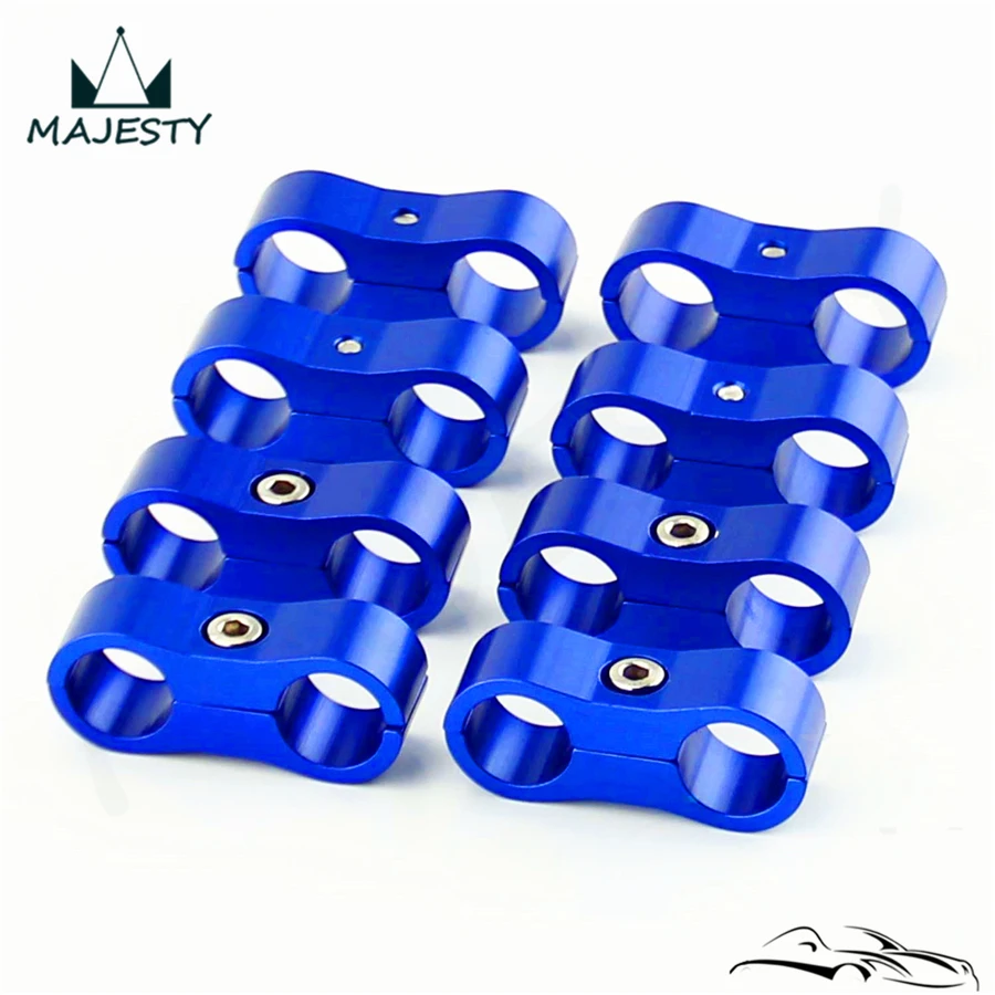 

8pcs AN -6 AN6 13.4MM Braided Hose Separator Clamp Fitting Adapter Bracket blue
