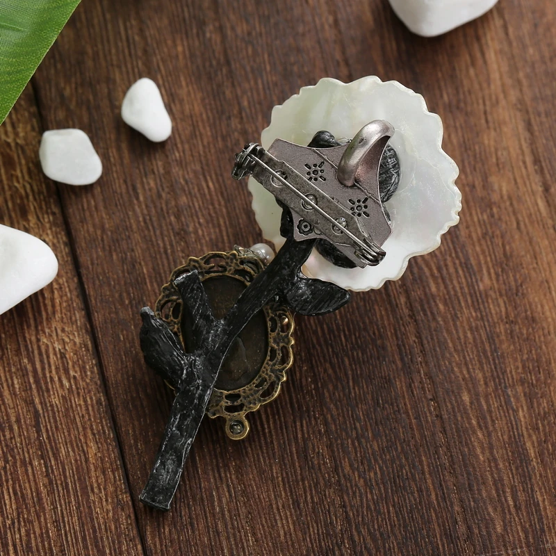 TDQUEEN Brooches for Women Natural Shell Flower Antique Silver Plated Freshwater Pearls Big Wedding Brooch Bouquet Pin Broches 2