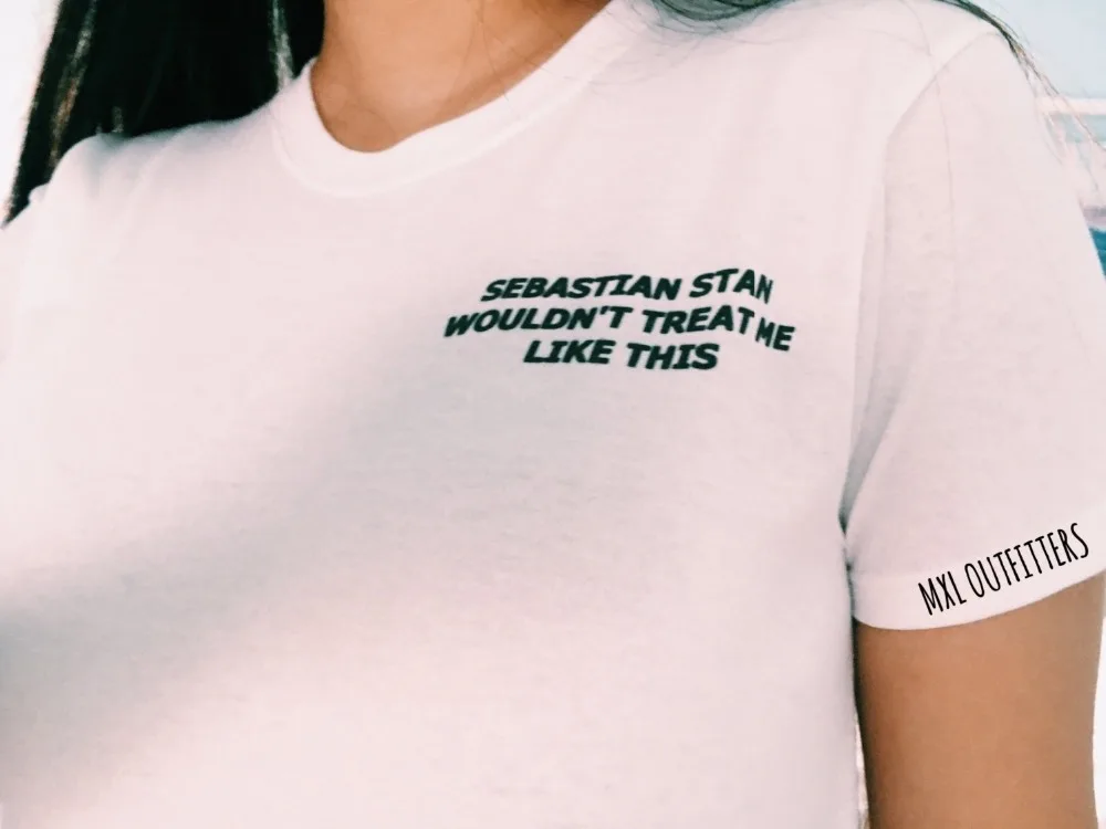 

Summer Fashion Women Top Tee Sebastian Stan Wouldn't Treat Me Like This Lettering Printed Tshirt Cotton Casual T-Shirt