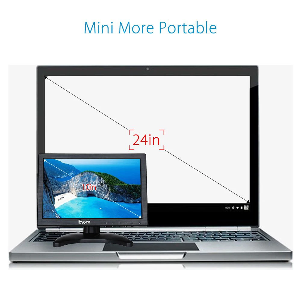 Eyoyo 10 Inch CCTV Security Screen 1280x800 Resolution Support HDMI VGA BNC AV Input for PC TV IPS LCD Monitor