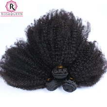 Mongolian Afro Kinky Curly Hair Weave Extensions 4B 4C 100% Natural Virgin Human Hair Bundles 3 Pcs Rosa Queen Hair Products