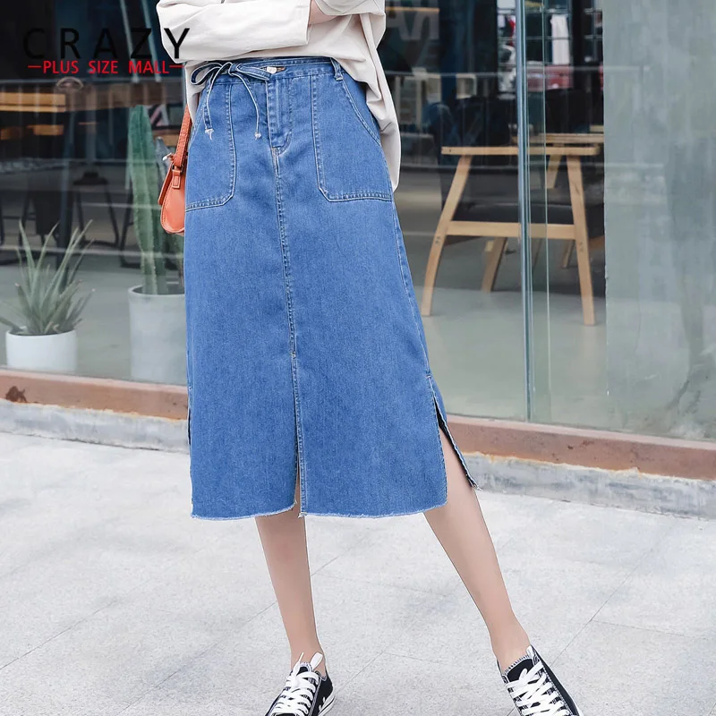New XL 5XL Plus Size Denim Skirts 2018 Fit 110kg Fat MM Denim Jeans