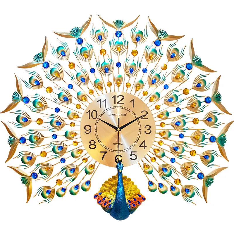 

Europe Peacock Wall Clock Creative Living Room Silent Wall Watch Home Decorative Clock Wall Bedroom Digital Clocks Modern Design
