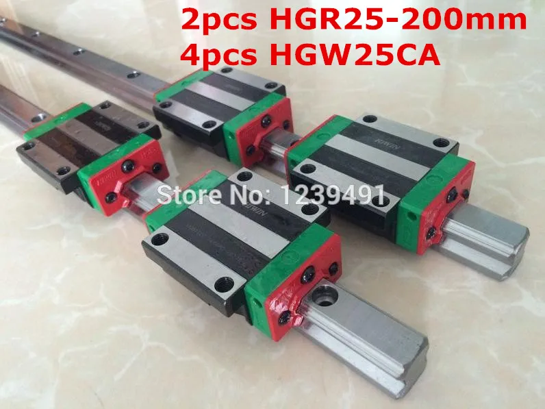 

2pcs original HIWIN linear rail HGR25 - 200mm with 4pcs HGW25CA flange block CNC Parts