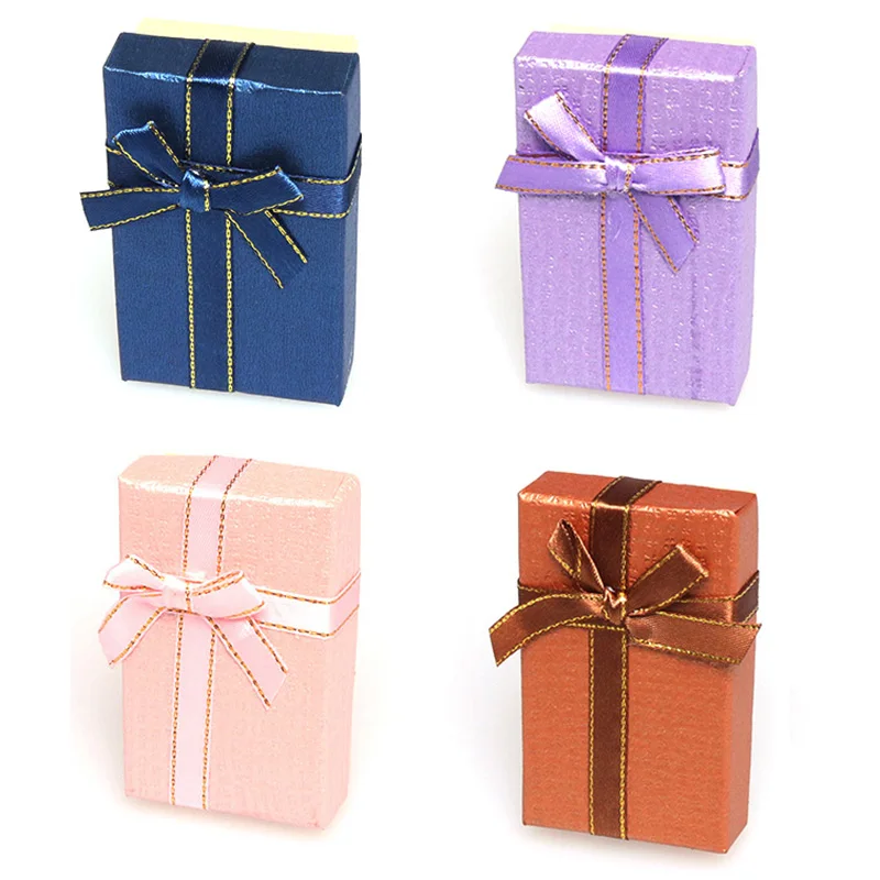 

Solid Color Bowknow Gift Box Handmade Love Wedding Box Dreamcatcher Jewelry Pendant Necklace Earrings Set Boxes