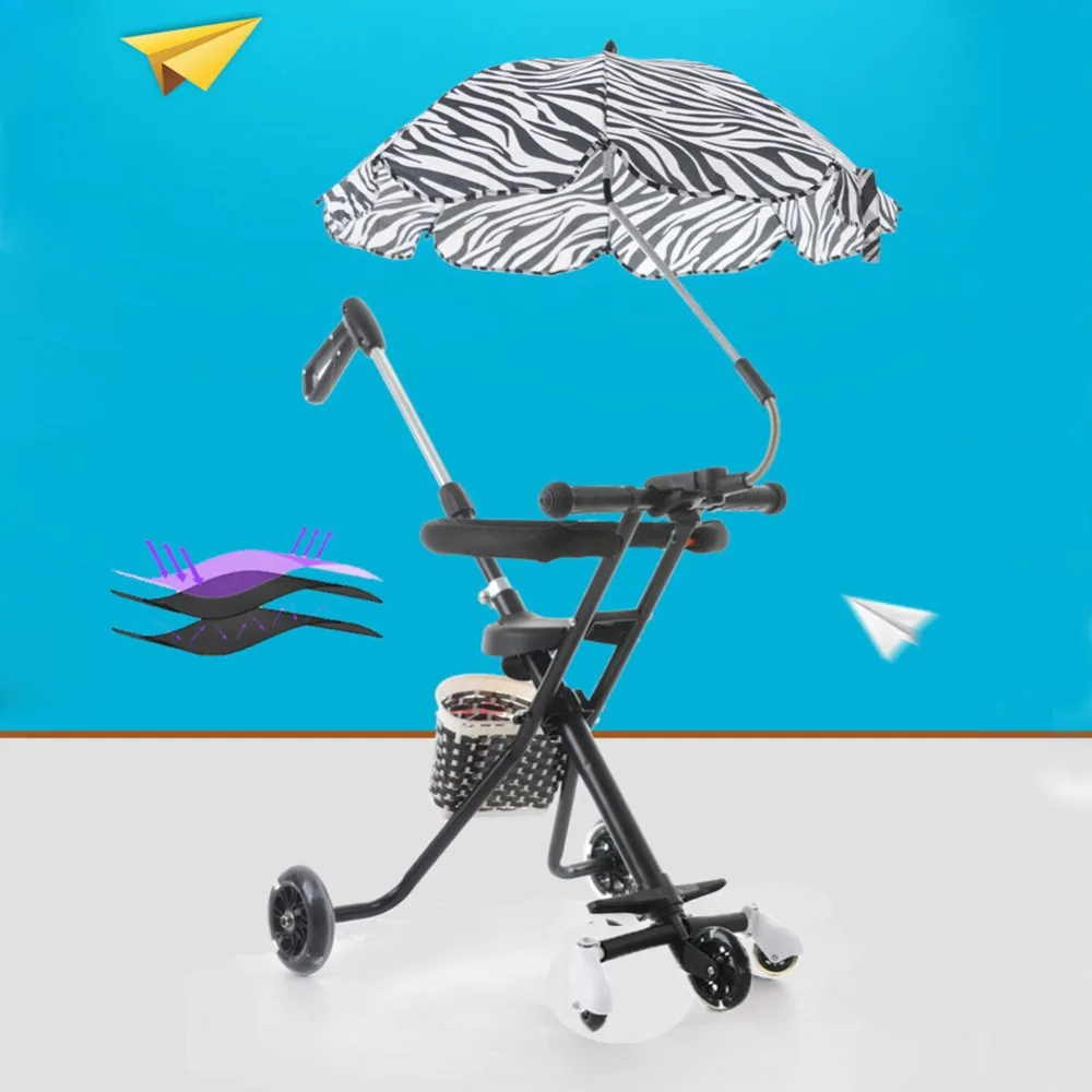 

Five-Wheeled Baby Anti Rollover Portable Folding Tricycle Stroller Lightweight Magic Stroller #280147