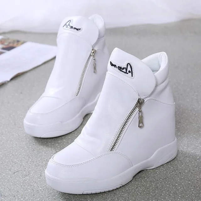 Szsgcn414; женские кроссовки на платформе, визуально увеличивающие рост; tenis feminino; женская обувь; zapatillas mujer; Повседневная Баскетбольная обувь; femme sapatos - Цвет: Белый