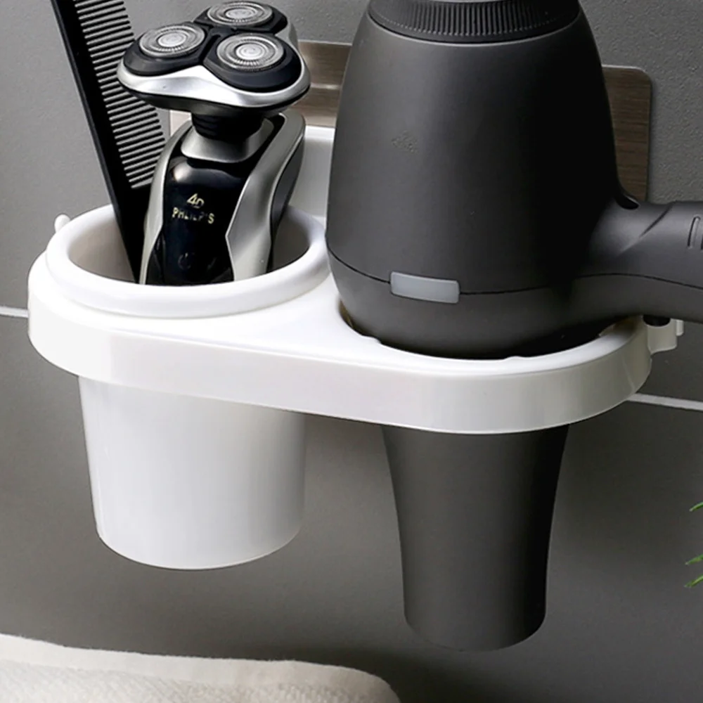 

Blower Bracket Durable No Trace Wall-Mounted Shelf ABS Stacks Hair Dryer Holder Strong Paste Self-Adhesive Hair Dryer Organizer