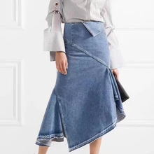 Великобритания летняя брендовая Новая модная женская джинсовая Асимметричная юбка женская одежда