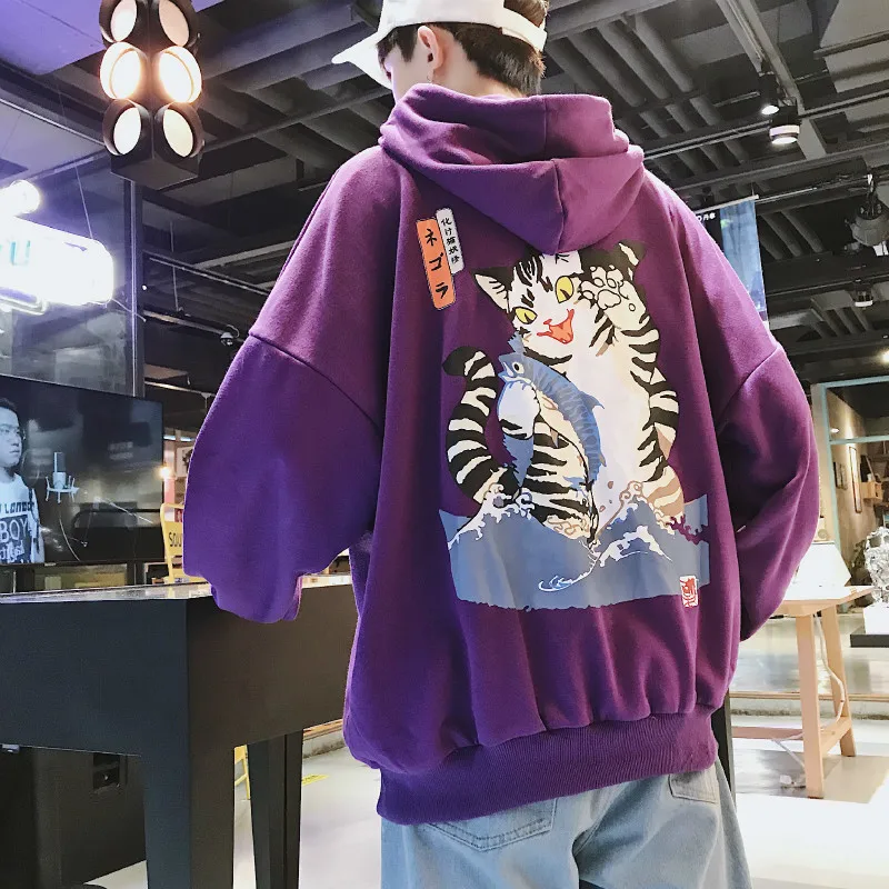 

2018 Men's Clothing Loose Coats Fashion Trend Pullover Hooded Hoodies Cotton Cartoon Printing Casual Clothes Sweatshirts S-XL